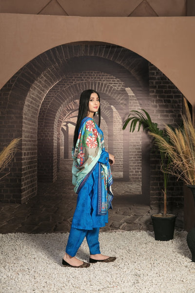 Tawakkal Fabrics 3 Piece Stitched Fancy Embroidered 2-tone Leather Suit D-7893