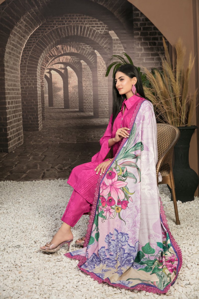Tawakkal Fabrics 3 Piece Stitched Fancy Embroidered 2-tone Leather Suit D-7900