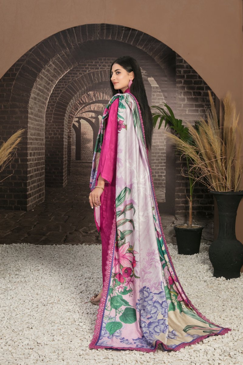 Tawakkal Fabrics 3 Piece Stitched Fancy Embroidered 2-tone Leather Suit D-7900