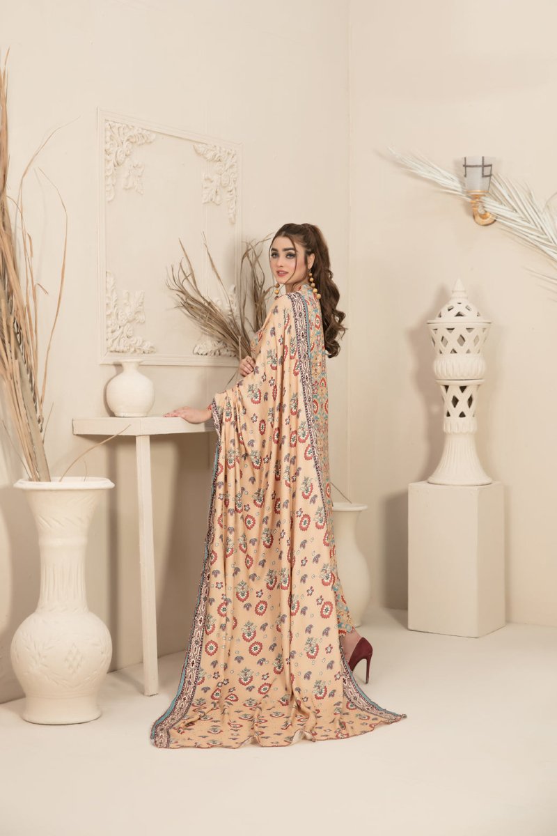 Tawakkal Fabrics 3 Piece Stitched Digital Printed Linen Suit D-8037
