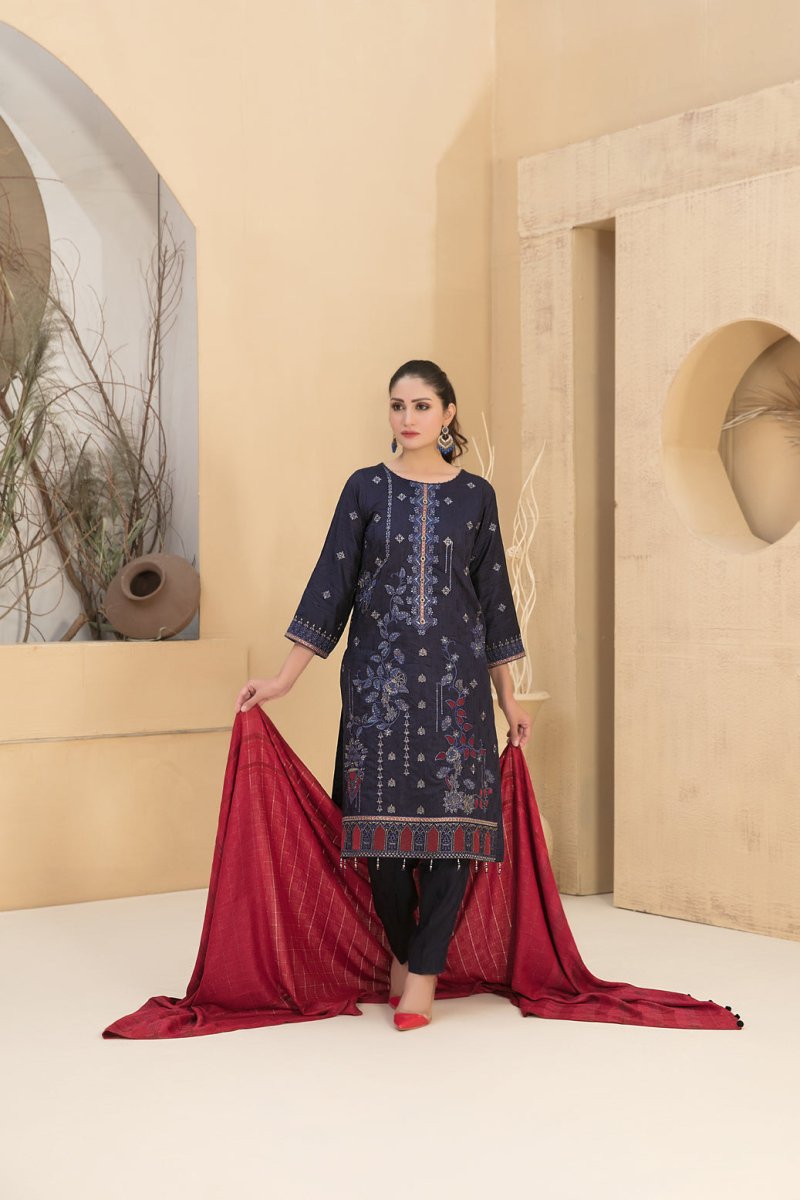 Tawakkal Fabrics 3 Piece Stitched Exclusive Laserkari Embroidered Viscose Jacquard Suit D-8054