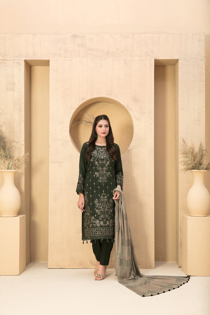 Tawakkal Fabrics 3 Piece Stitched Exclusive Laserkari Embroidered Viscose Jacquard Suit D-8055