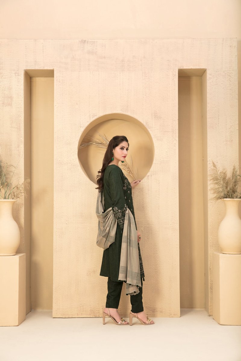 Tawakkal Fabrics 3 Piece Stitched Exclusive Laserkari Embroidered Viscose Jacquard Suit D-8055