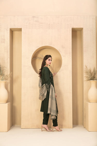 Tawakkal Fabrics 3 Piece Stitched Exclusive Laserkari Embroidered Viscose Jacquard Suit D-8055