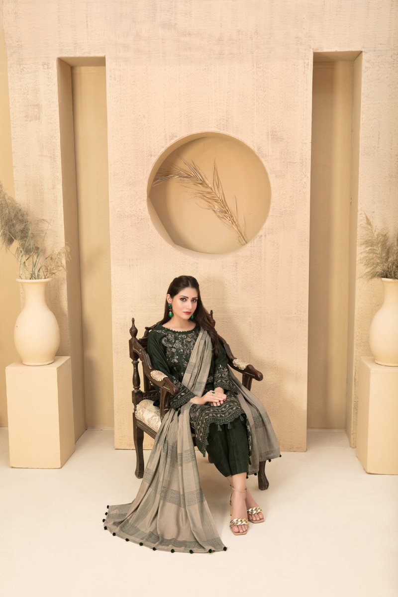 Tawakkal Fabrics 3 Piece Stitched Exclusive Laserkari Embroidered Viscose Jacquard Suit D-8055
