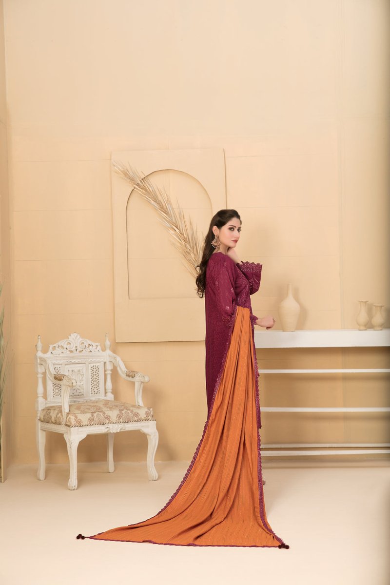 Tawakkal Fabrics 3 Piece Stitched Exclusive Laserkari Embroidered Viscose Jacquard Suit D-8056