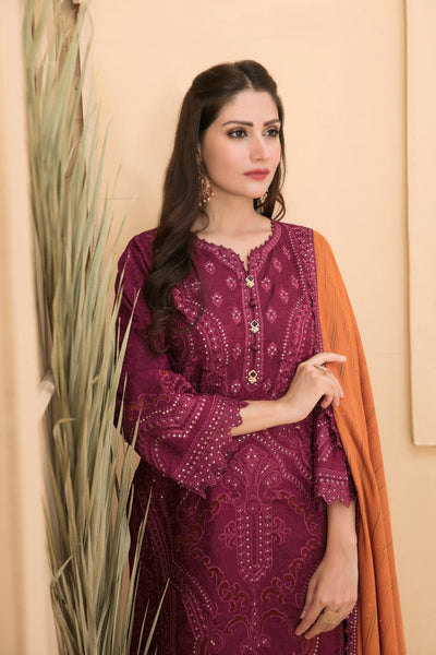 Tawakkal Fabrics 3 Piece Stitched Exclusive Laserkari Embroidered Viscose Jacquard Suit D-8056