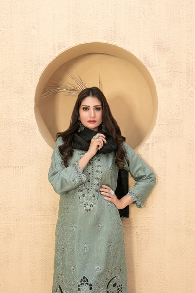 Tawakkal Fabrics 3 Piece Stitched Exclusive Laserkari Embroidered Viscose Jacquard Suit D-8059