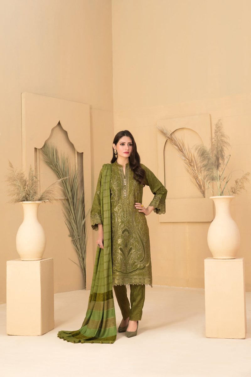 Tawakkal Fabrics 3 Piece Stitched Exclusive Laserkari Embroidered Viscose Jacquard Suit D-8061