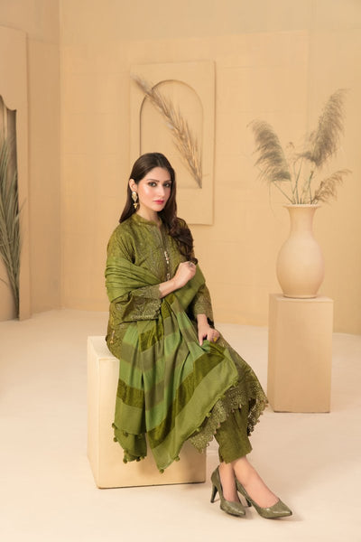 Tawakkal Fabrics 3 Piece Stitched Exclusive Laserkari Embroidered Viscose Jacquard Suit D-8061