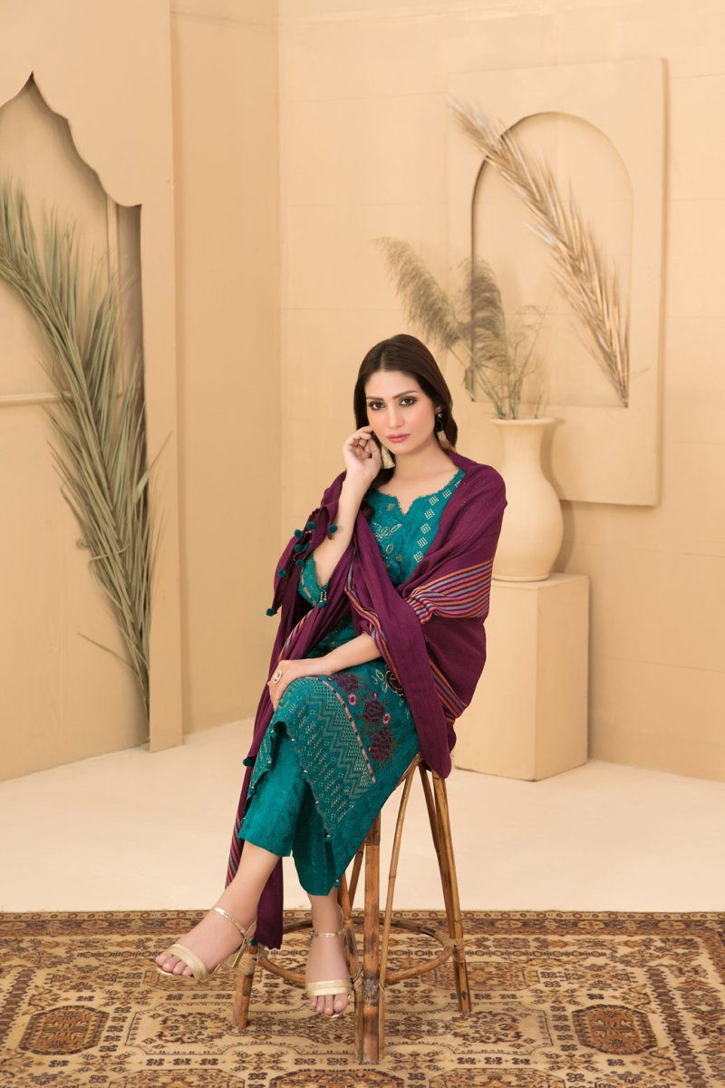 Tawakkal Fabrics 3 Piece Stitched Exclusive Laserkari Embroidered Viscose Jacquard Suit D-8063