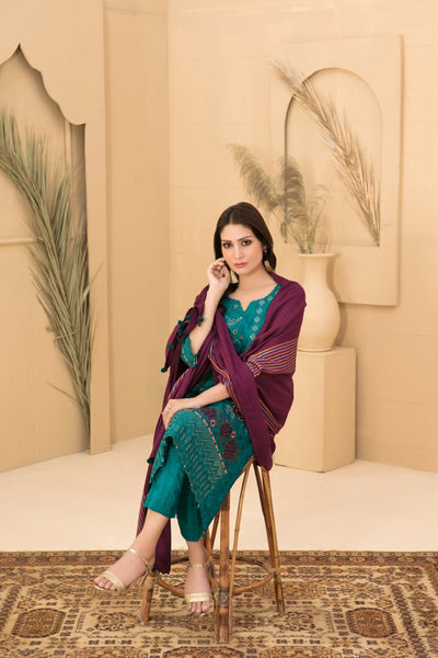 Tawakkal Fabrics 3 Piece Stitched Exclusive Laserkari Embroidered Viscose Jacquard Suit D-8063