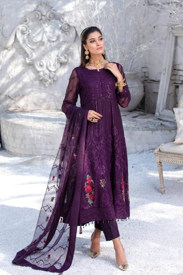 Tawakkal Fabrics 3 Piece Stitched Embroidered Fancy Suit D-8066-ELENA