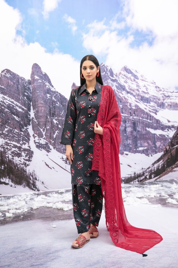 Tawakkal Fabrics 3 Piece Stitched Digital Printed Slub Linen Suit D-8144