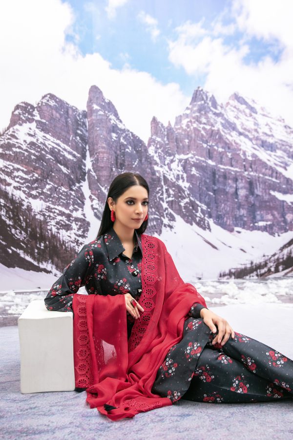Tawakkal Fabrics 3 Piece Stitched Digital Printed Slub Linen Suit D-8144
