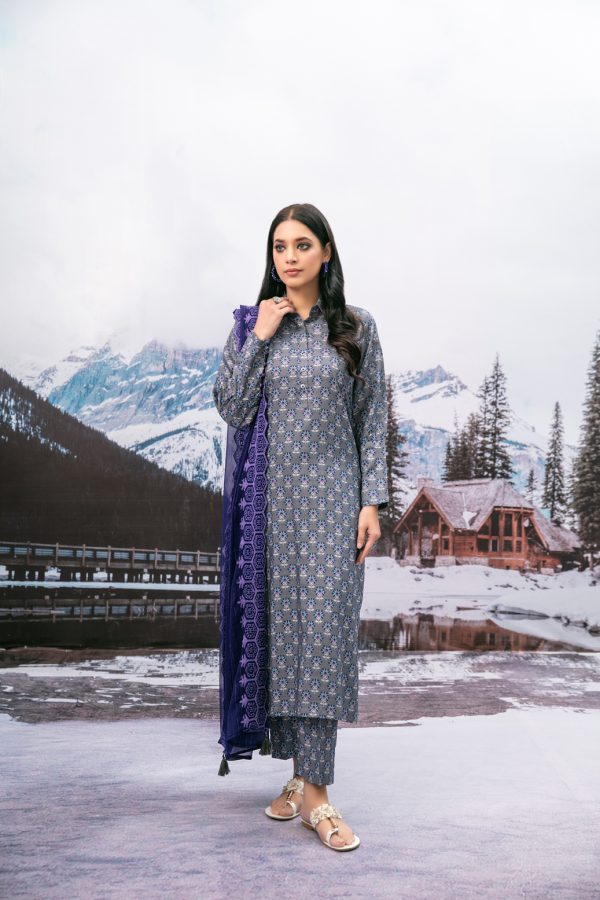 Tawakkal Fabrics 3 Piece Stitched Digital Printed Slub Linen Suit D-8148