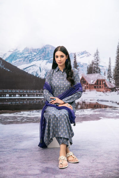 Tawakkal Fabrics 3 Piece Stitched Digital Printed Slub Linen Suit D-8148