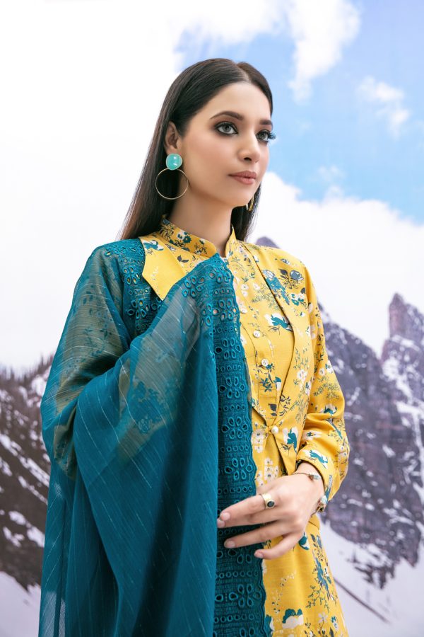 Tawakkal Fabrics 3 Piece Stitched Digital Printed Slub Linen Suit D-8150