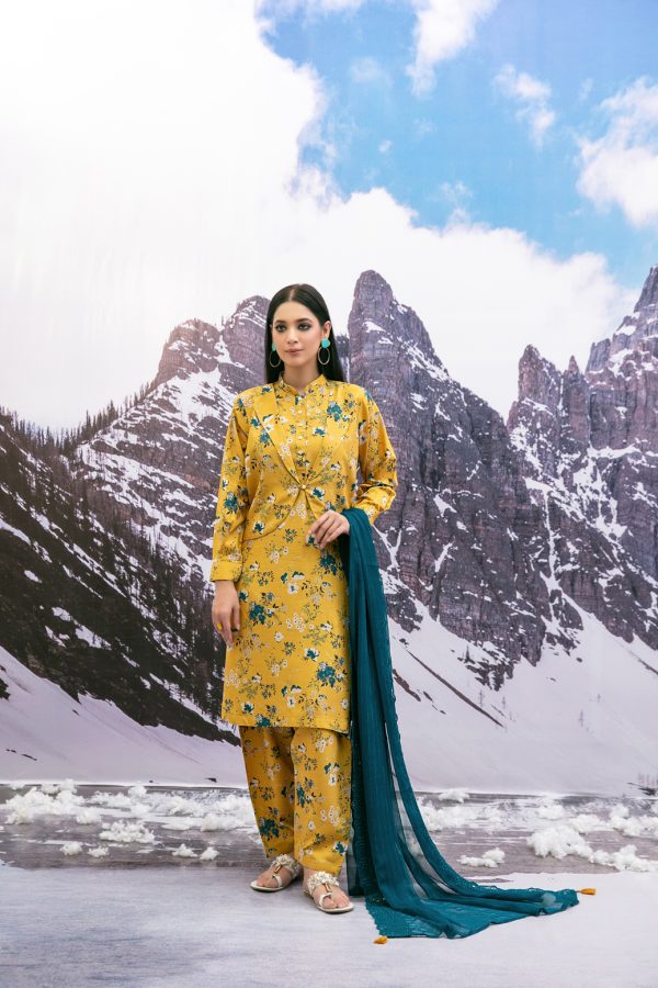 Tawakkal Fabrics 3 Piece Stitched Digital Printed Slub Linen Suit D-8150