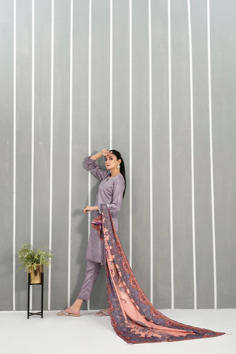 Tawakkal Fabrics 3 Piece Stitched Linen Jacquard Suit D-8161