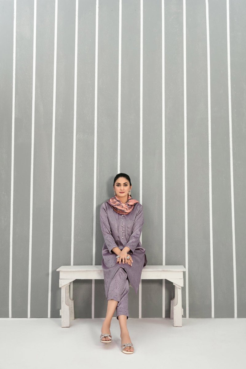 Tawakkal Fabrics 3 Piece Stitched Linen Jacquard Suit D-8161