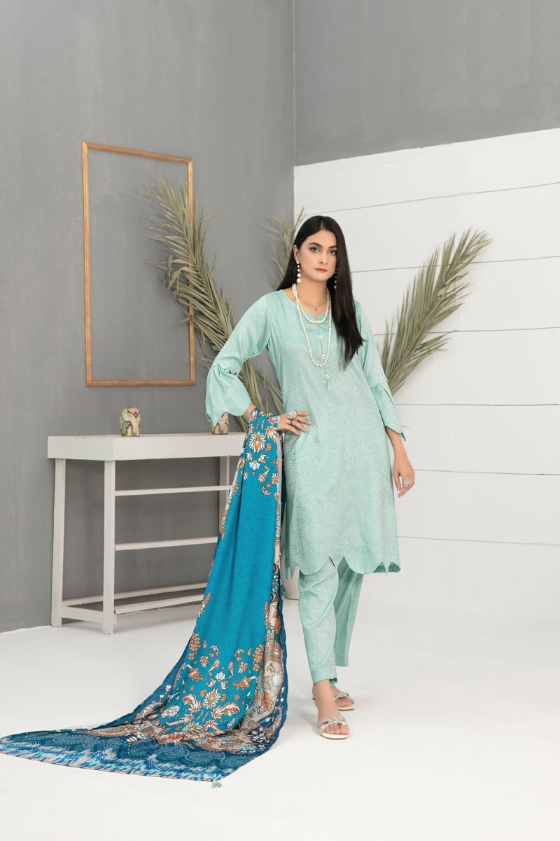 Tawakkal Fabrics 3 Piece Stitched Linen Jacquard Suit D-8162
