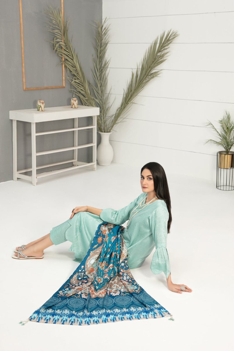 Tawakkal Fabrics 3 Piece Stitched Linen Jacquard Suit D-8162