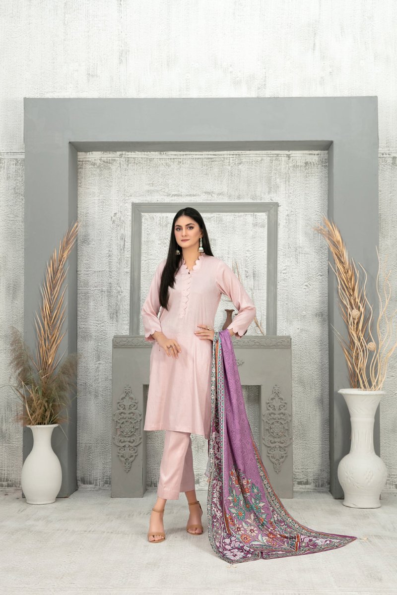 Tawakkal Fabrics 3 Piece Stitched Linen Jacquard Suit D-8163