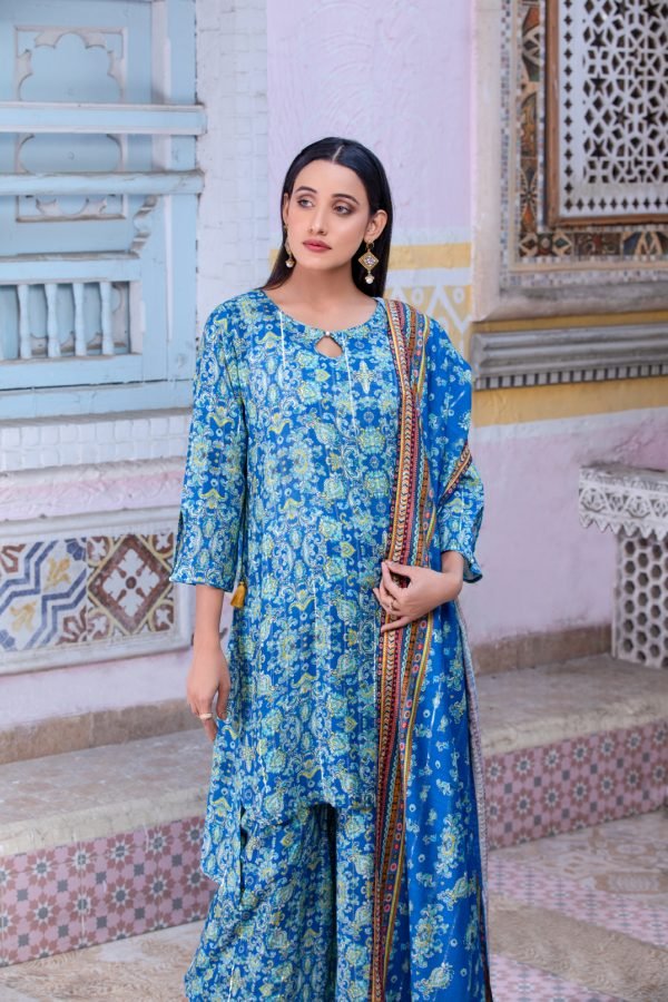 Tawakkal Fabrics 3 Piece Stitched Digital Printed Staple Lorex Slub Suit D-8231