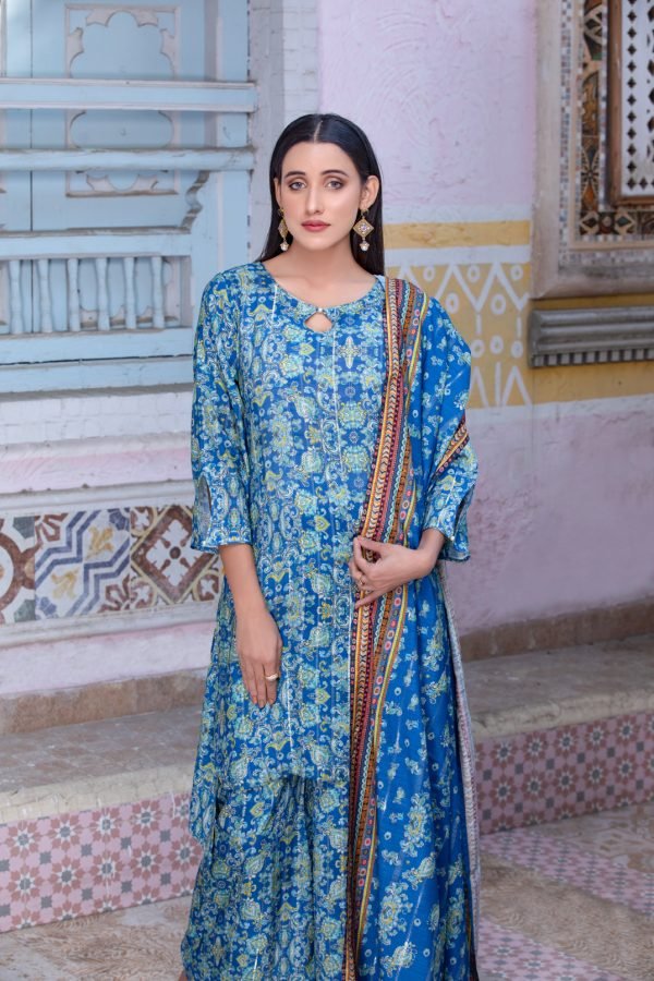 Tawakkal Fabrics 3 Piece Stitched Digital Printed Staple Lorex Slub Suit D-8231