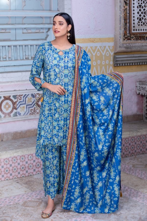 Tawakkal Fabrics 3 Piece Stitched Digital Printed Staple Lorex Slub Suit D-8231