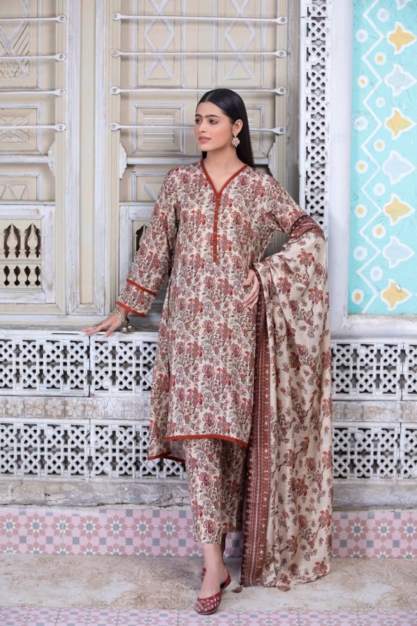Tawakkal Fabrics 3 Piece Stitched Digital Printed Staple Lorex Slub Suit D-8232