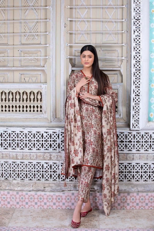Tawakkal Fabrics 3 Piece Stitched Digital Printed Staple Lorex Slub Suit D-8232