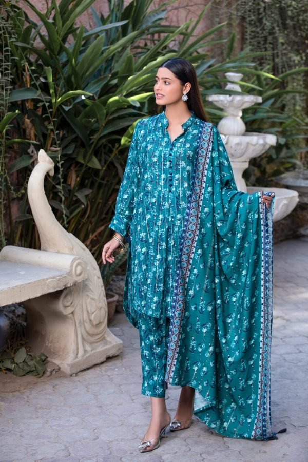 Tawakkal Fabrics 3 Piece Stitched Digital Printed Staple Lorex Slub Suit D-8233
