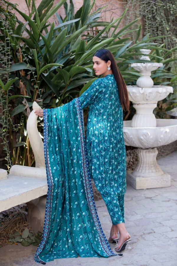 Tawakkal Fabrics 3 Piece Stitched Digital Printed Staple Lorex Slub Suit D-8233