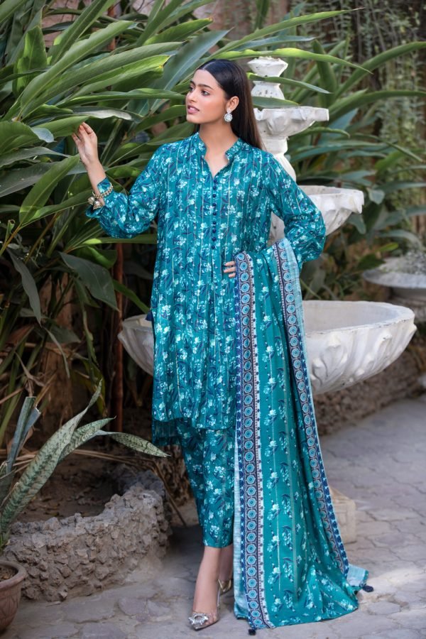 Tawakkal Fabrics 3 Piece Stitched Digital Printed Staple Lorex Slub Suit D-8233
