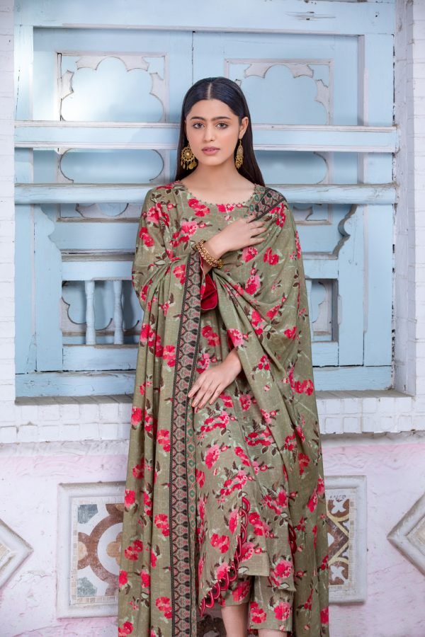 Tawakkal Fabrics 3 Piece Stitched Digital Printed Staple Lorex Slub Suit D-8234