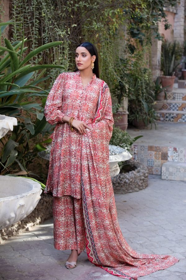 Tawakkal Fabrics 3 Piece Stitched Digital Printed Staple Lorex Slub Suit D-8236