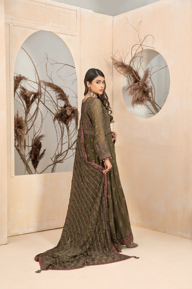 Tawakkal Fabrics 3 Piece Stitched Embroidered Net Suit D-8249