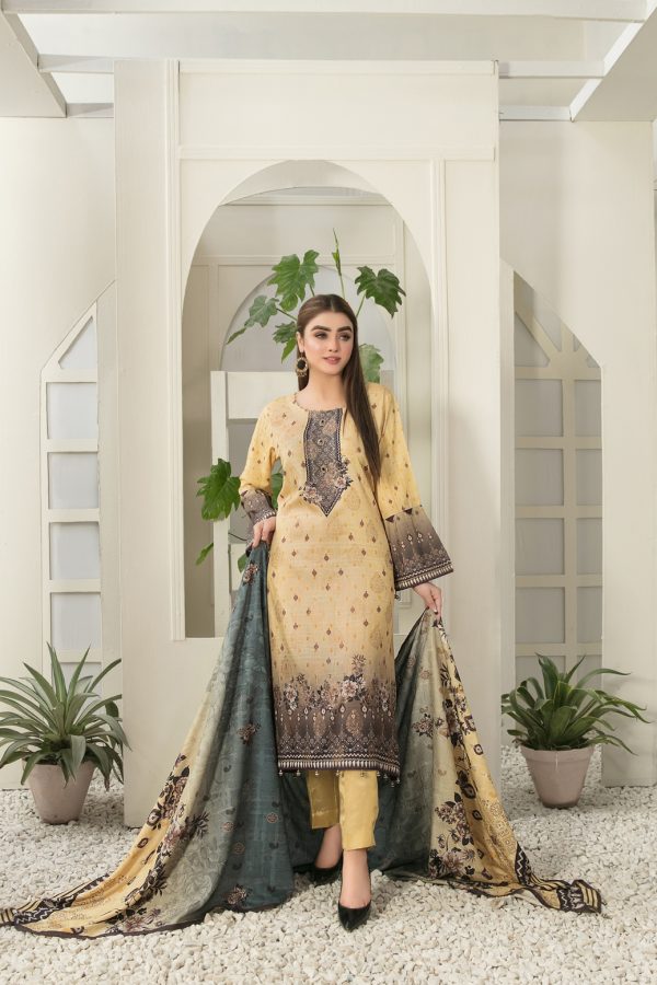 Tawakkal Fabrics 3 Piece Stitched Digital Printed Broshia Staple Suit D-8276