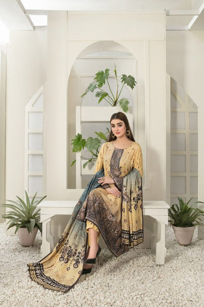 Tawakkal Fabrics 3 Piece Stitched Digital Printed Broshia Staple Suit D-8276