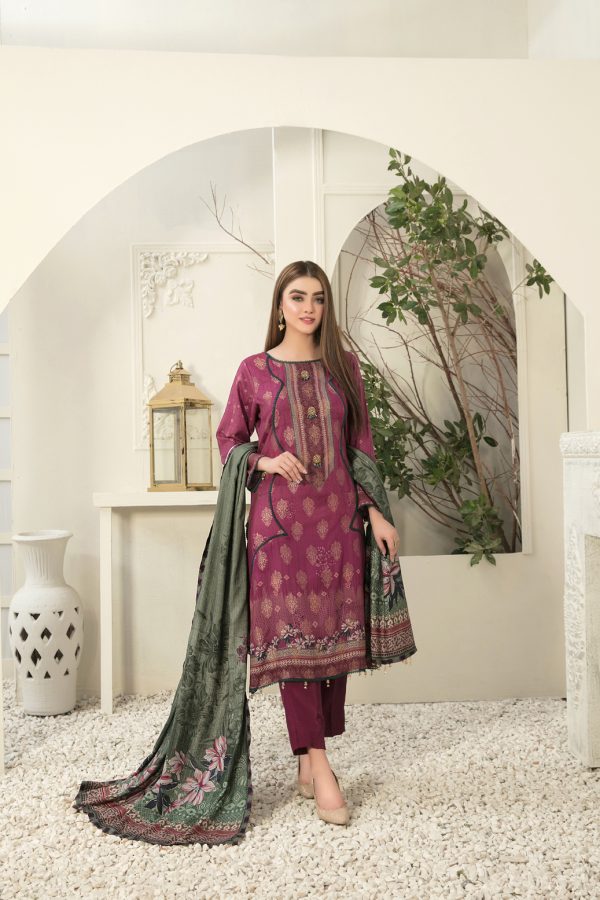 Tawakkal Fabrics 3 Piece Stitched Digital Printed Broshia Staple Suit D-8278