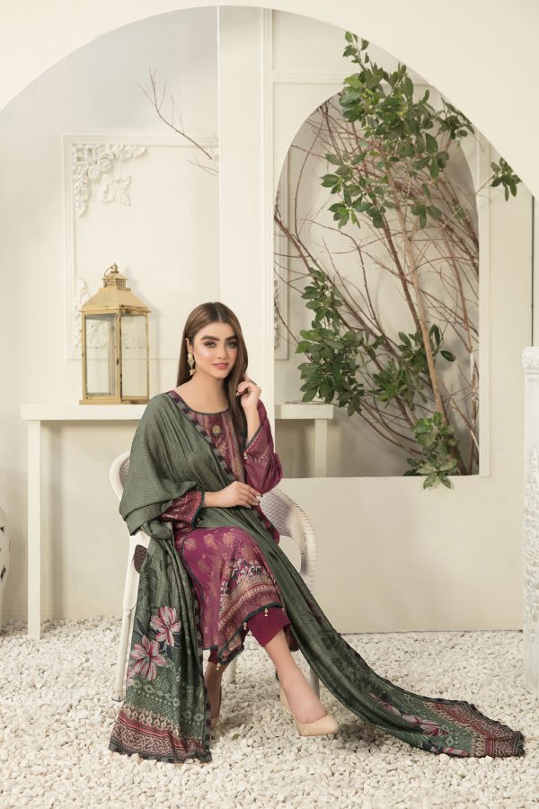 Tawakkal Fabrics 3 Piece Stitched Digital Printed Broshia Staple Suit D-8278