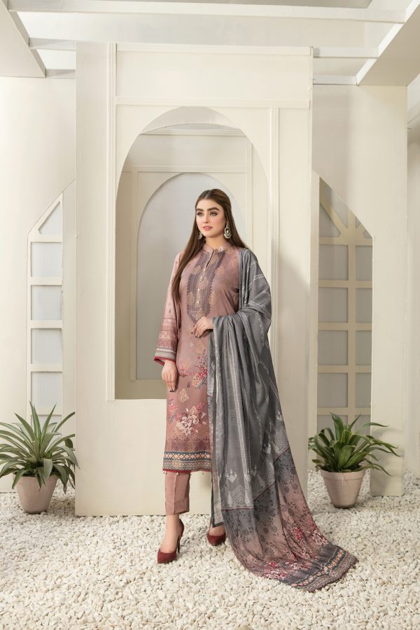 Tawakkal Fabrics 3 Piece Stitched Digital Printed Broshia Staple Suit D-8280