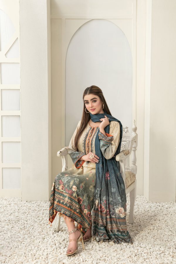 Tawakkal Fabrics 3 Piece Stitched Digital Printed Broshia Staple Suit D-8283