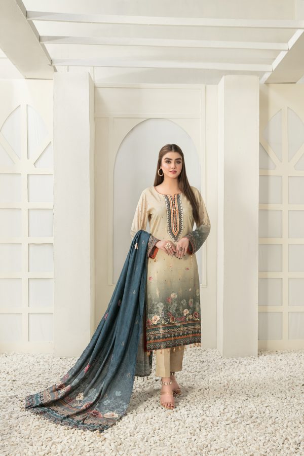 Tawakkal Fabrics 3 Piece Stitched Digital Printed Broshia Staple Suit D-8283