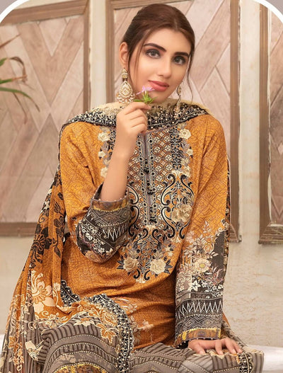 Tawakkal Fabrics Karandi Broshia Banarsi Embroidered 3Piece Suit D-8617