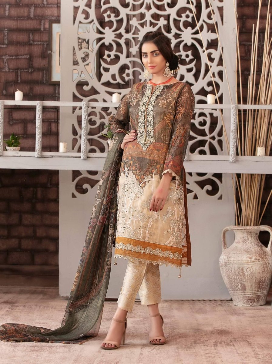 Tawakkal Fabrics Luxurious Affaire Masuri Silk 3Piece Suit D-9089
