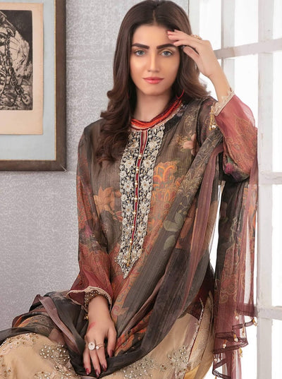 Tawakkal Fabrics Luxurious Affaire Masuri Silk 3Piece Suit D-9094