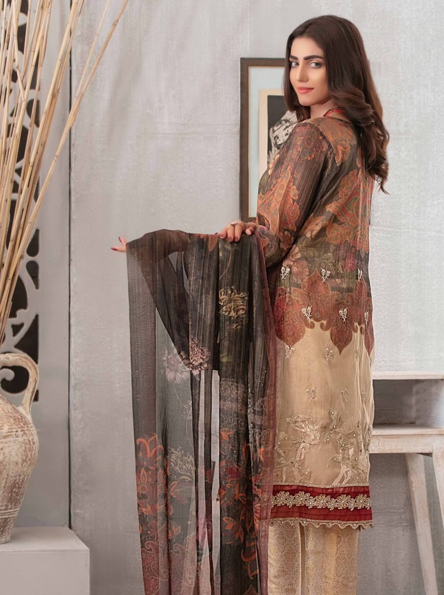 Tawakkal Fabrics Luxurious Affaire Masuri Silk 3Piece Suit D-9094